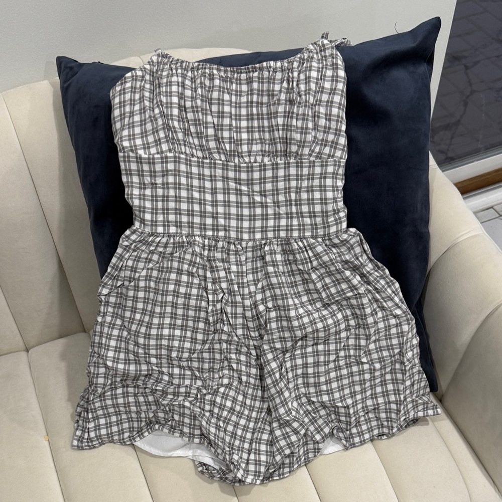 Plaid Sleeveless romper